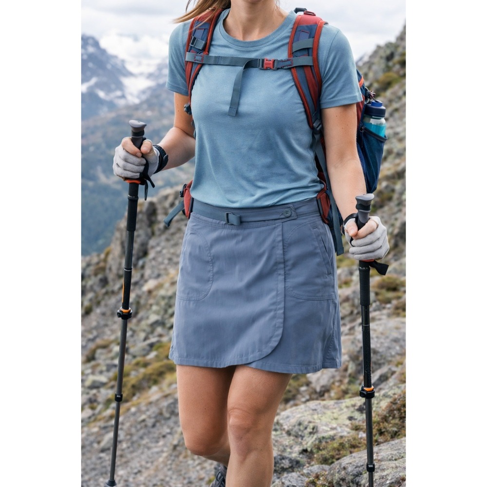 Patagonia Women's Slate Blue Solimar Wrap Tech Mini Skirt Skort Plus Size 14